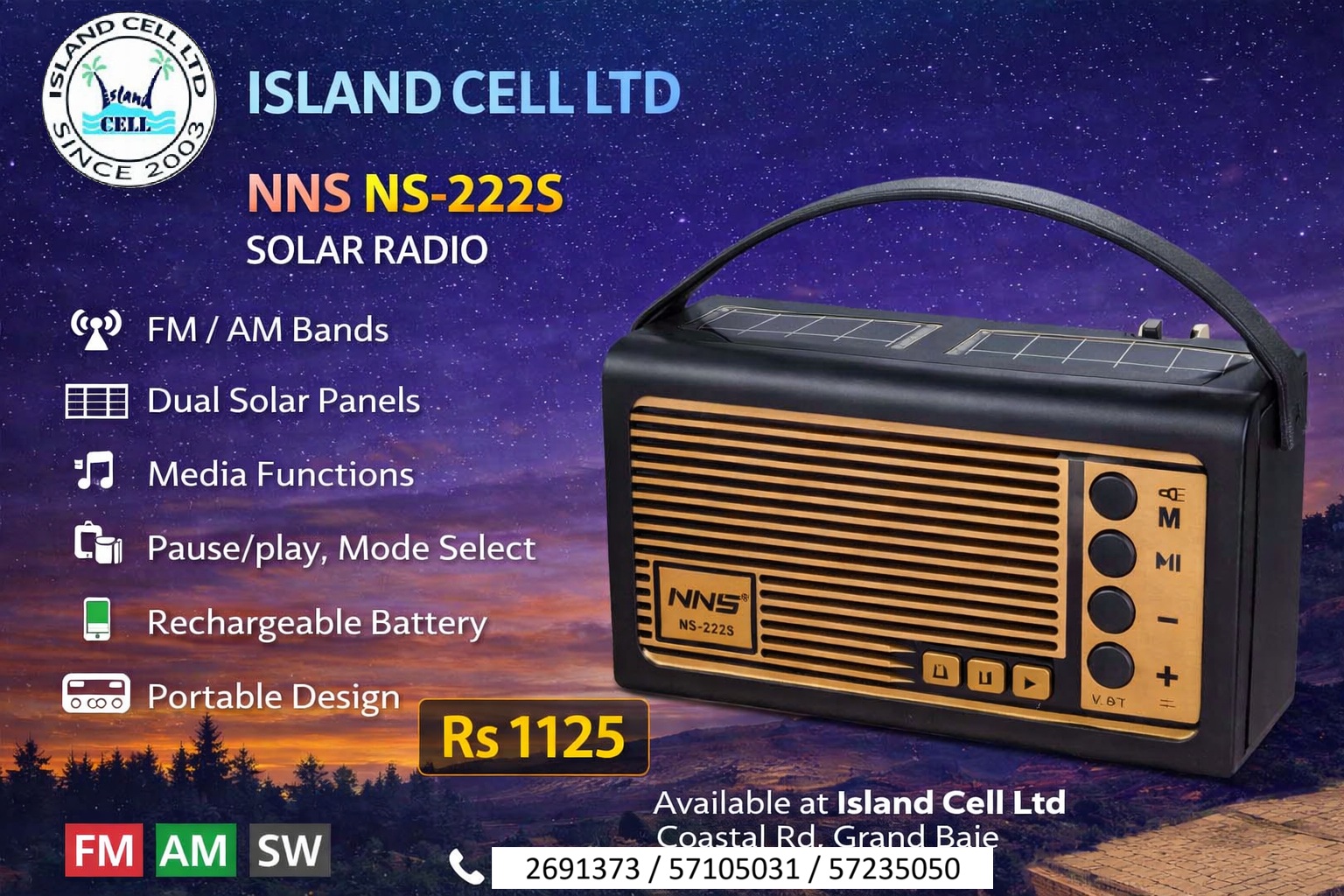 NNS NS-222S Solar Charge Radio